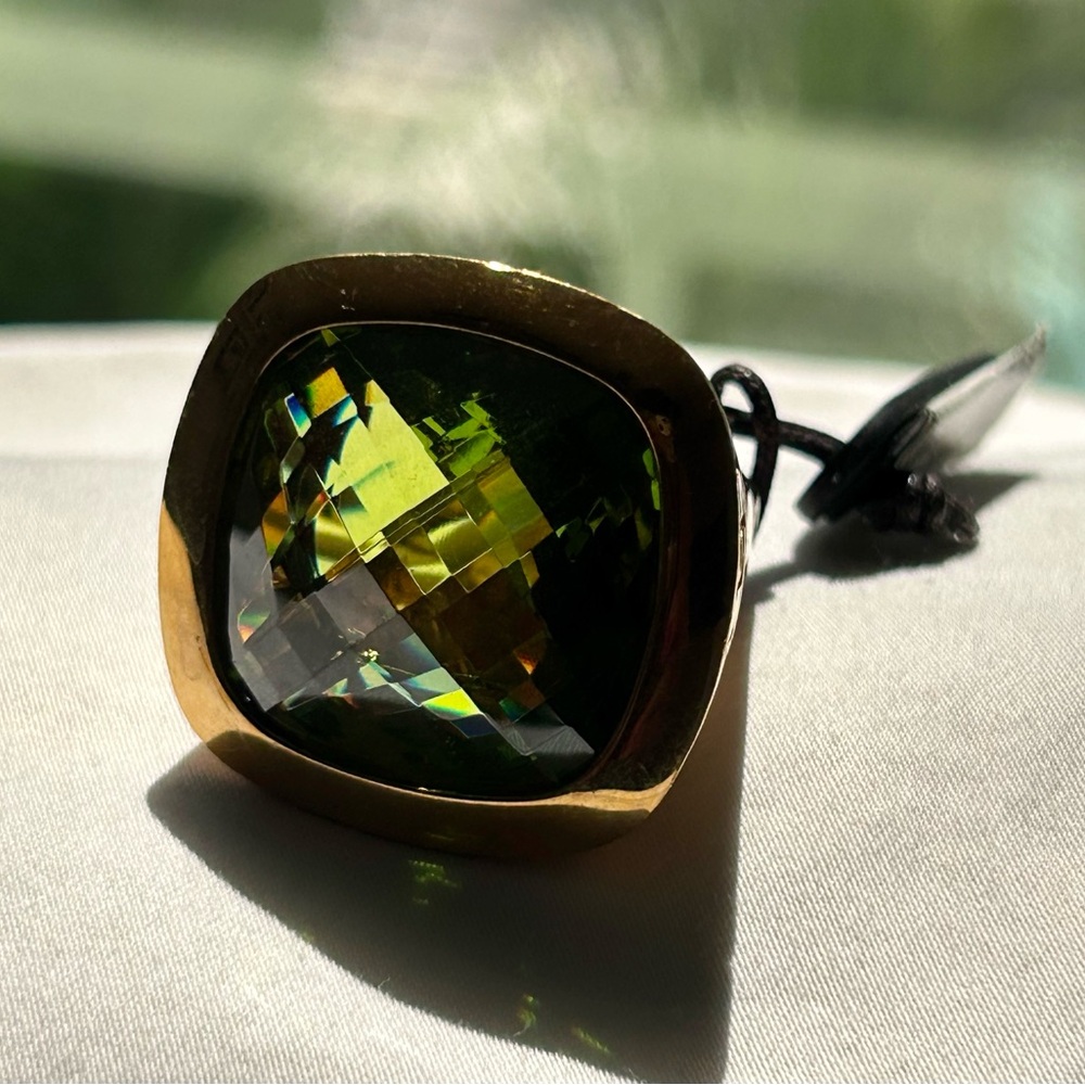 Rebecca Statement Ring with Large-faceted Green Peridot Stone. - Picture 3 of 8